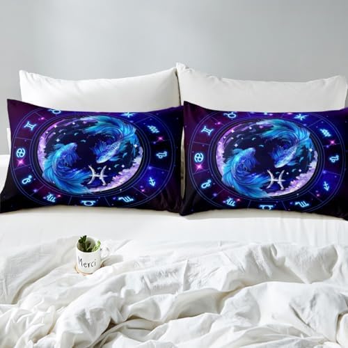 Manfei 12 Constellations Duvet Cover Set Queen Size