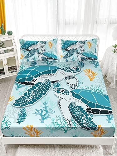 HOSIMA Sea Turtle Bedding Set Queen Size