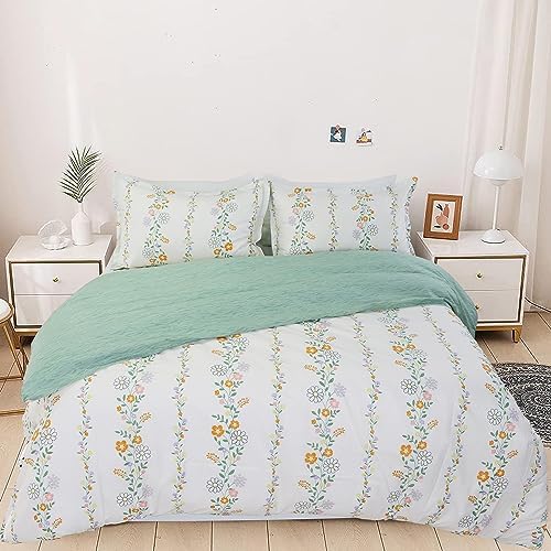 Usfivefam Floral Duvet Cover Set Queen