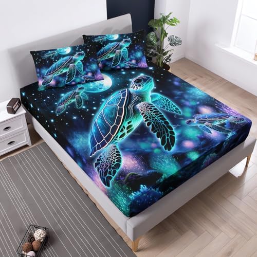 Sea Turtle Fitted Sheet Kids Bedding Queen Size 1