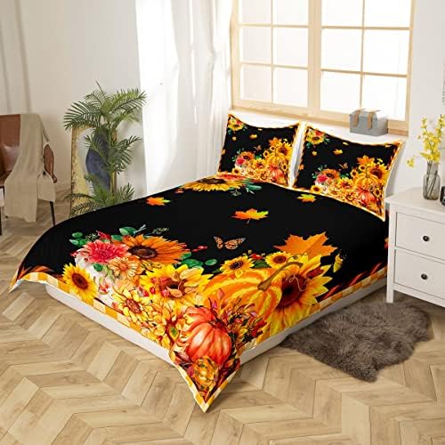 Pumpkin Sunflower Butterfly Duvet Cover Set