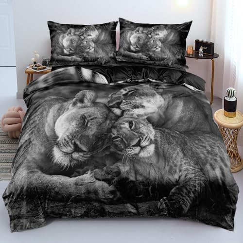Holiyjog Lions Design Duvet Cover Set King Size 1