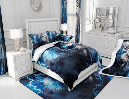 Castle Fairy 3D Tiger Duvet Cover Set Twin Size