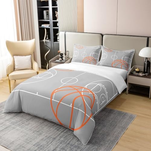 Feelyou Basketball Duvet Cover Set Queen Size Grey