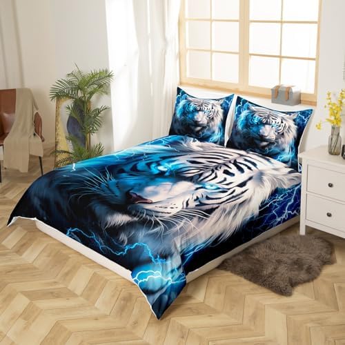 Castle Fairy 3D Tiger Duvet Cover Set Twin Size