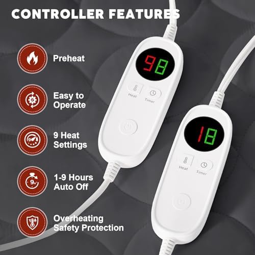 MASVIS Queen Heated Mattress Pad with Dual Control