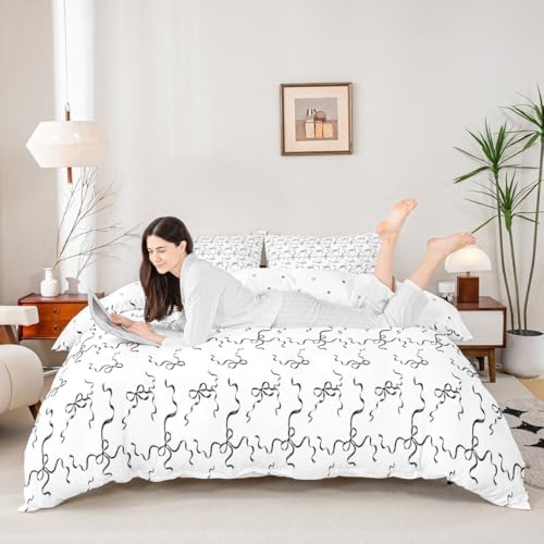Manfei Bow Knot Duvet Cover Set King Size