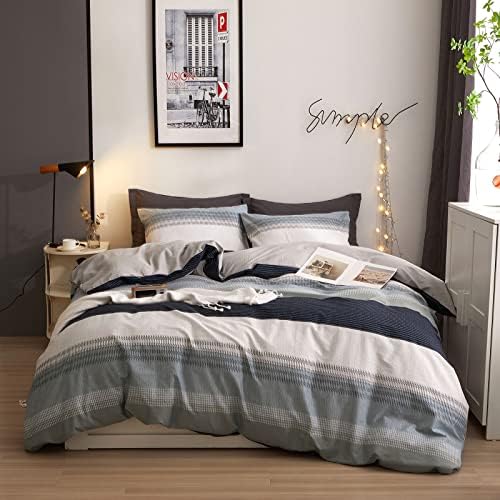 DREAMINGO Twin XL Striped Duvet Cover Set Modern Aesthetic