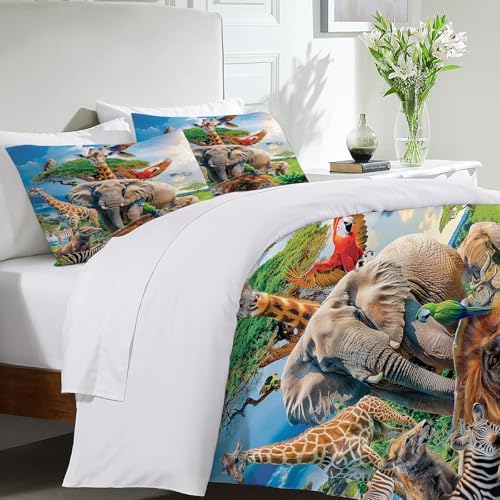 Exroozy Funny Animals Duvet Cover Set 3 Pieces