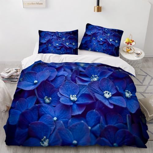 Hydrangea Duvet Cover Set 3 Piece California King with Zipper