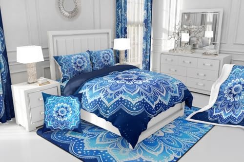 Feelyou Mandala Duvet Cover Set 3D Boho Pattern Queen Size