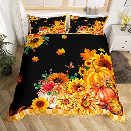 Pumpkin Sunflower Butterfly Duvet Cover Set