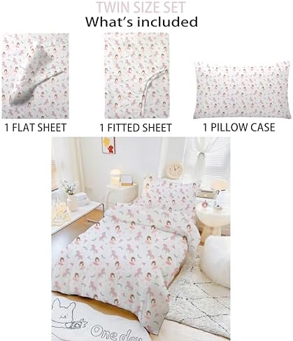 Cute Twin Sheet Set for Kids Boy Girl 3 Piece