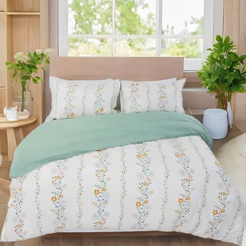 Usfivefam Floral Duvet Cover Set Queen