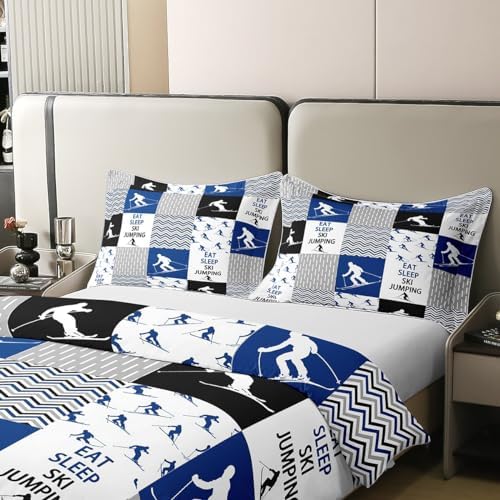 Feelyou Cotton Duvet Cover Twin Size Ski Jumping Themed