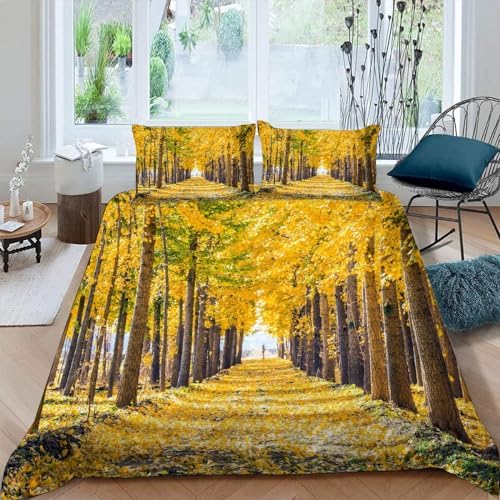 Autumn Landscape California King Duvet Cover Set with Zipper