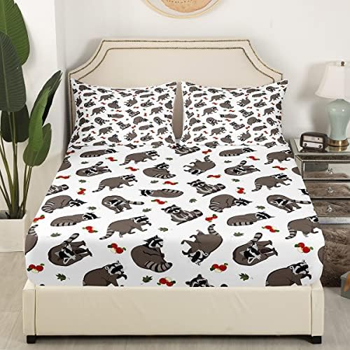 Feelyou Cute Raccoons Twin Sheet Set with Pillowcase