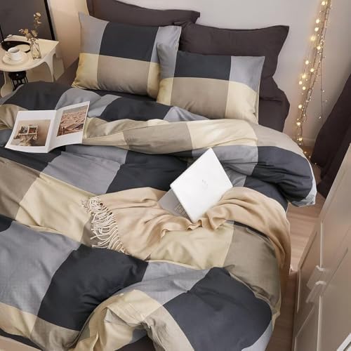 HighBuy Plaid Duvet Cover Twin XL Set with Pillowcases