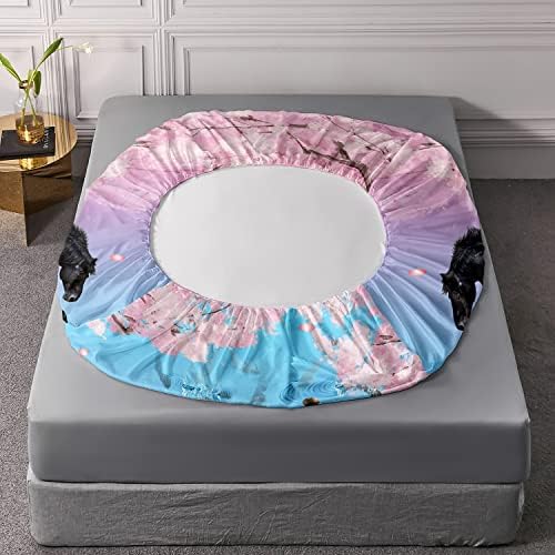 Kids Horse Sheet Set with Cherry Blossom Petals 4Pcs 3D Animal Bedding