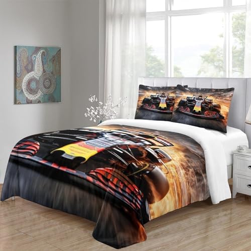 BUKISA Formula-One Racing Bedding Set with Zipper Closure