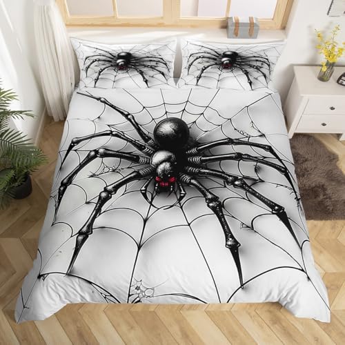 Manfei Black Spider Duvet Cover Set Twin