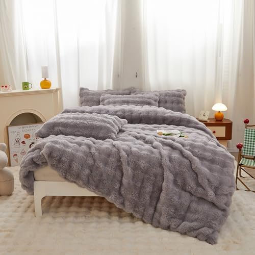 Roscloud Rabbit Plush Duvet Cover Set 3PC Twin
