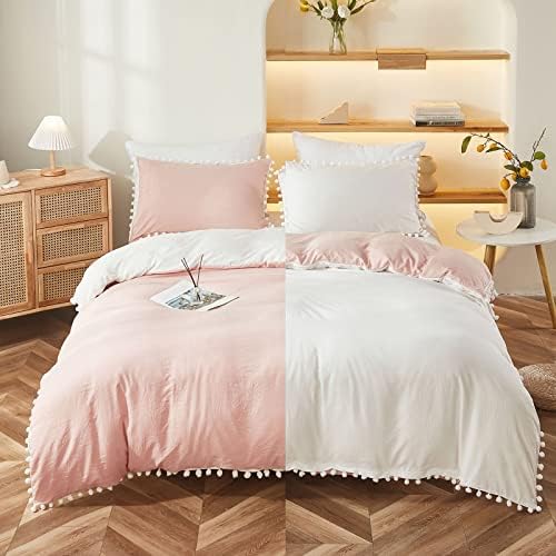Bedbay Boho Queen Duvet Cover Set with Pom Pom Fringe 1