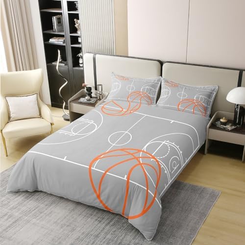 Feelyou Basketball Duvet Cover Set Queen Size Grey