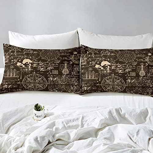Erosebridal Pirate Boat Duvet Cover Set King Size Brown
