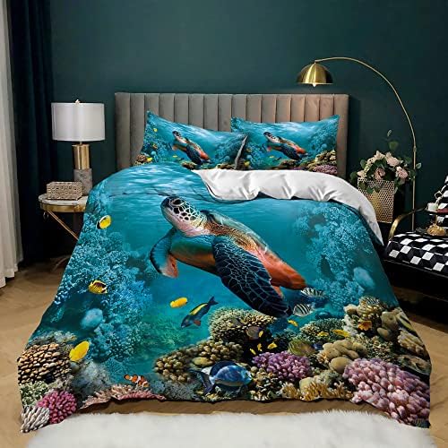 Sunature CVHOUSE Sea Turtle Duvet Cover Set King Size