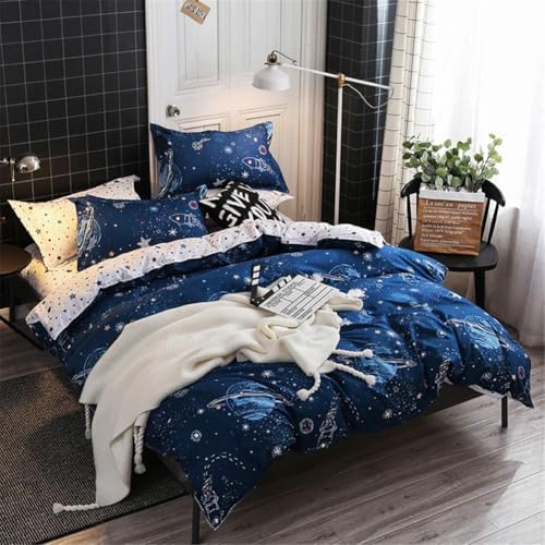 Chanyuan Star Galaxy Duvet Cover Twin Size Reversible Bedding Set
