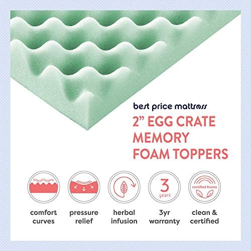 Best Price Mattress Topper 2 Inch Egg Crate Memory Foam with Aloe