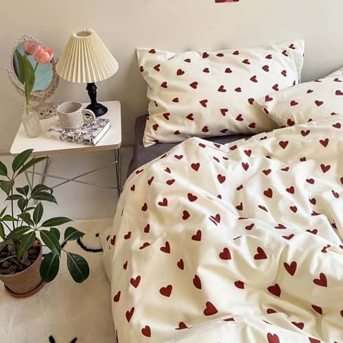 Nayoroom Heart Duvet Cover Set Queen Size 3Pcs