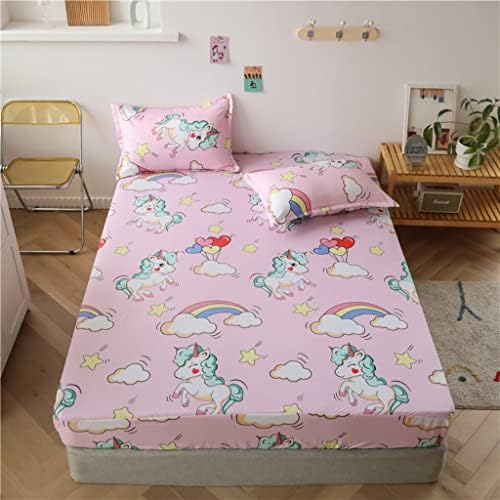Feelyou Girls Unicorn Fitted Sheet Set for Kids Bedroom