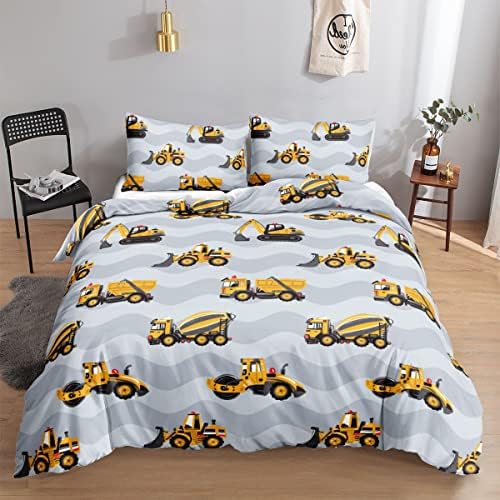 Kids Construction Truck Duvet Cover Set with 2 Pillowcases 1