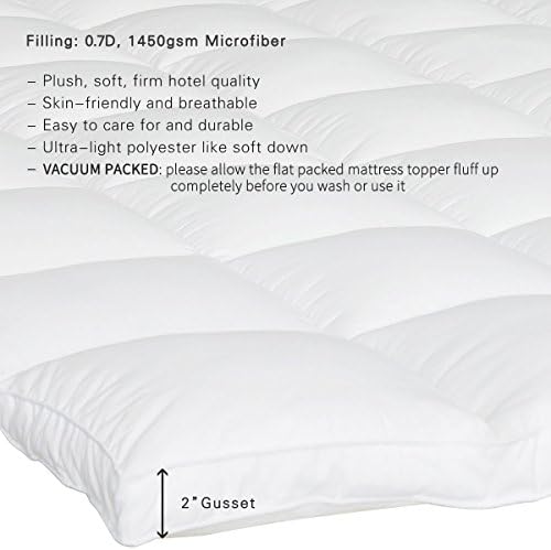 SUFUEE King Mattress Topper 2 Inch Thick Fluffy Comfort Pad