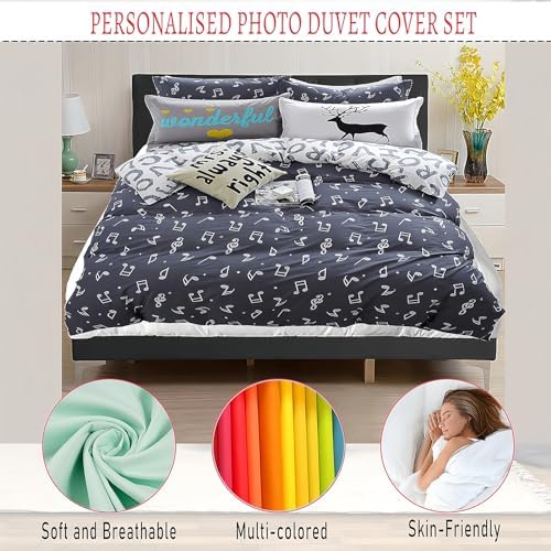 Custom Duvet Cover Set with Picture Text Logo for Kids Birthday Gifts