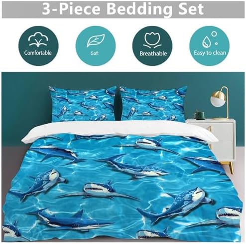 xiilo Ocean Theme Comforter Set with Pillowcases