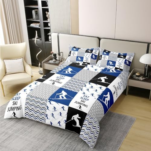 Feelyou Cotton Duvet Cover Twin Size Ski Jumping Themed