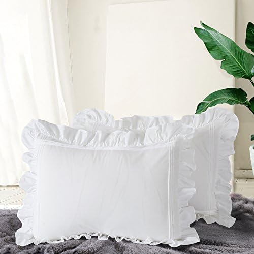 YINFUNG Ruffled Duvet Cover Set White Shabby Chic King 3 Piece
