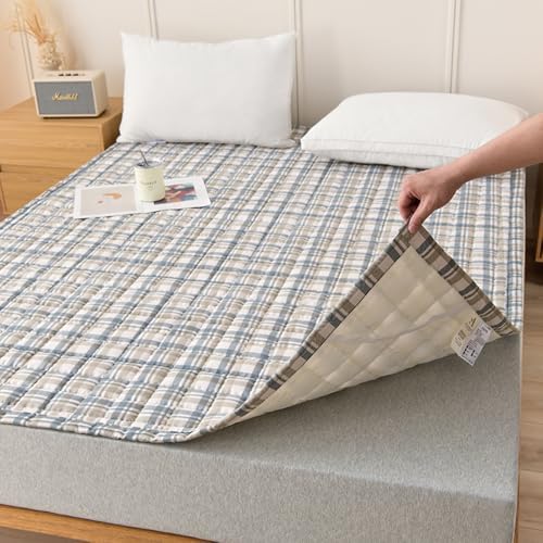 LweiPsqLin Queen Mattress Pad Breathable Non-Slip Cotton with Elastic Straps