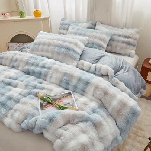 Chovy Kids Girls Blue White Bread Grid Comforter Cover Set