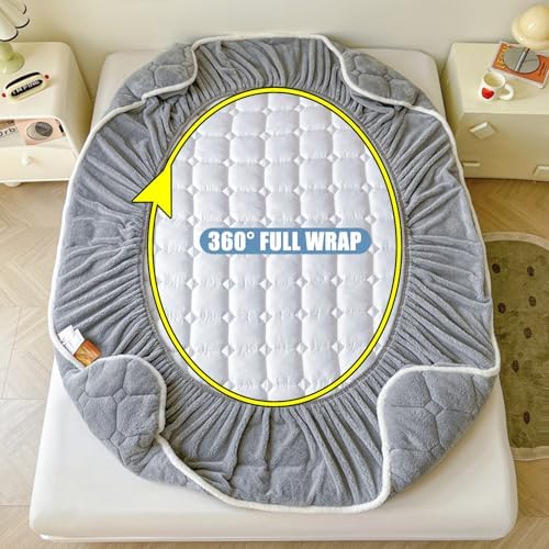 LDLCYCN Warm Queen King Full Mattress Cover with Elastic Band and Pillowcase