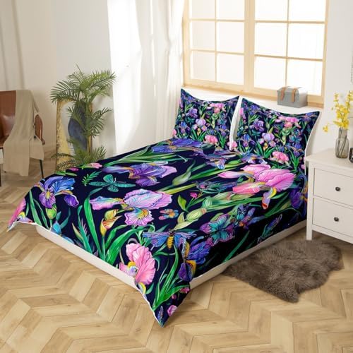 Garden Theme King Duvet Cover Set Purple