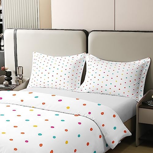 jejeloiu Polka Dot Duvet Cover Set King Size 100 Cotton 3Pcs