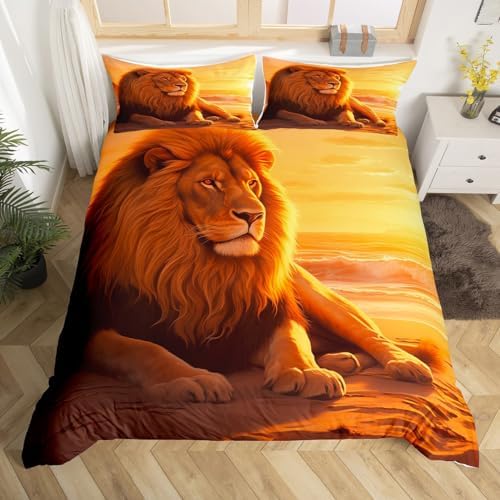 Feelyou 3D Lion Duvet Cover Set for Kids and Adults