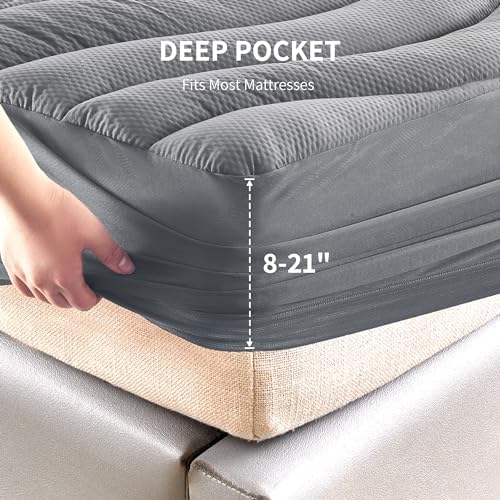 Sonive Grey Mattress Pad with 3-Zone Support