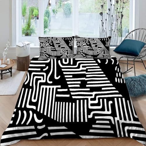 TBAUYI Black and White Doodle Duvet Cover Set California King 1