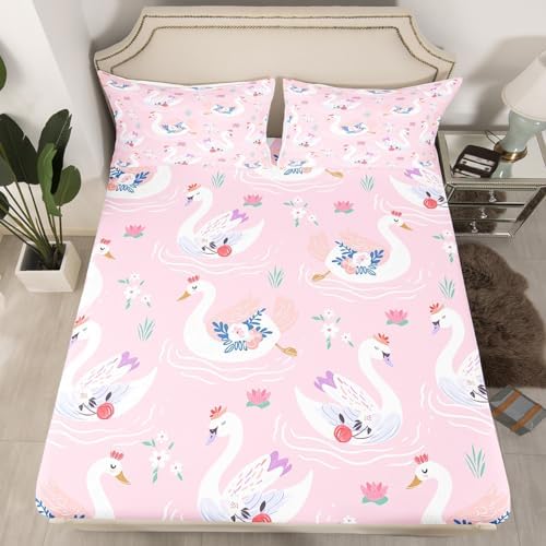 Feelyou Cartoon Swan Kids Sheet Set Full Size