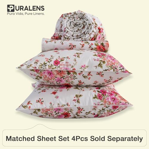 Pink Floral Boho Duvet Cover Queen 3Pcs Set